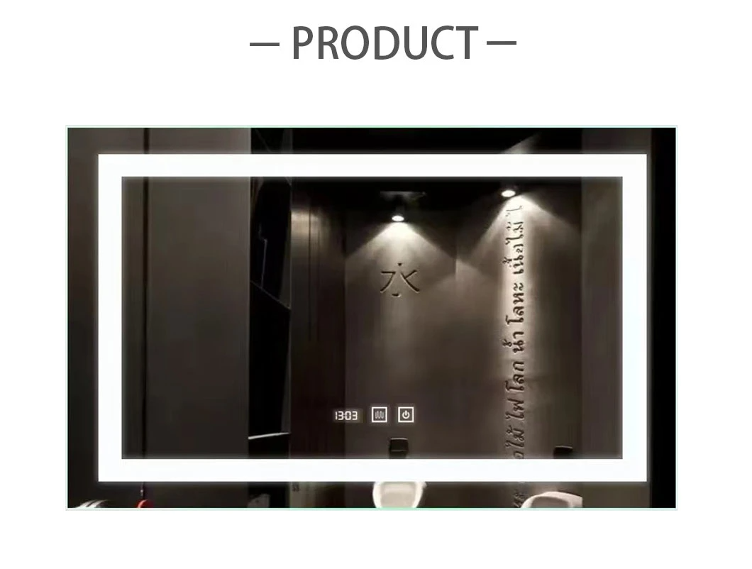 Pared de fábrica Decoración para el hogar Decoración Salón Muebles Maquillaje Cosmético Inteligente Iluminado Iluminado Retroiluminado Vanidad LED Espejo de baño con luces Desempañador
