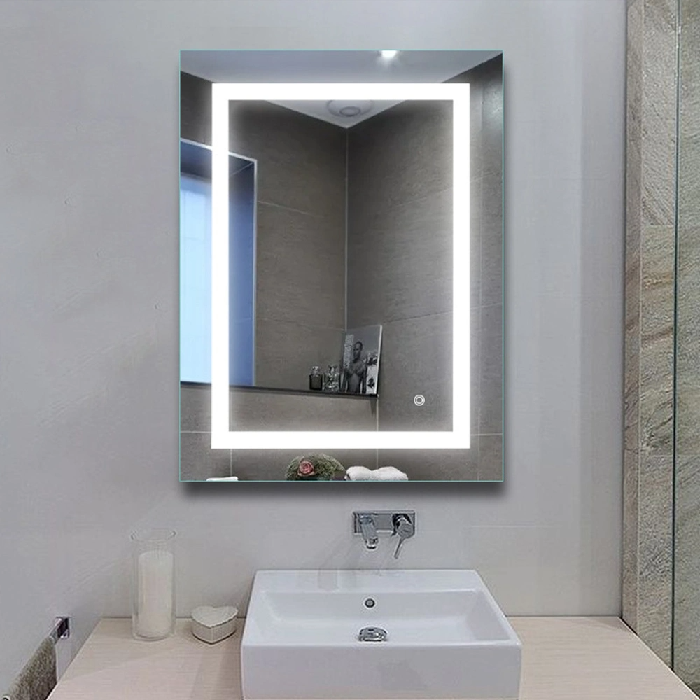 Pared de fábrica Decoración para el hogar Decoración Salón Muebles Maquillaje Cosmético Inteligente Iluminado Iluminado Retroiluminado Vanidad LED Espejo de baño con luces Desempañador
