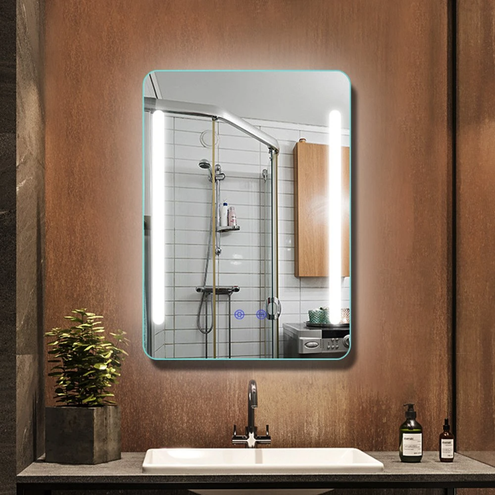Pared de fábrica Decoración para el hogar Decoración Salón Muebles Maquillaje Cosmético Inteligente Iluminado Iluminado Retroiluminado Vanidad LED Espejo de baño con luces Desempañador