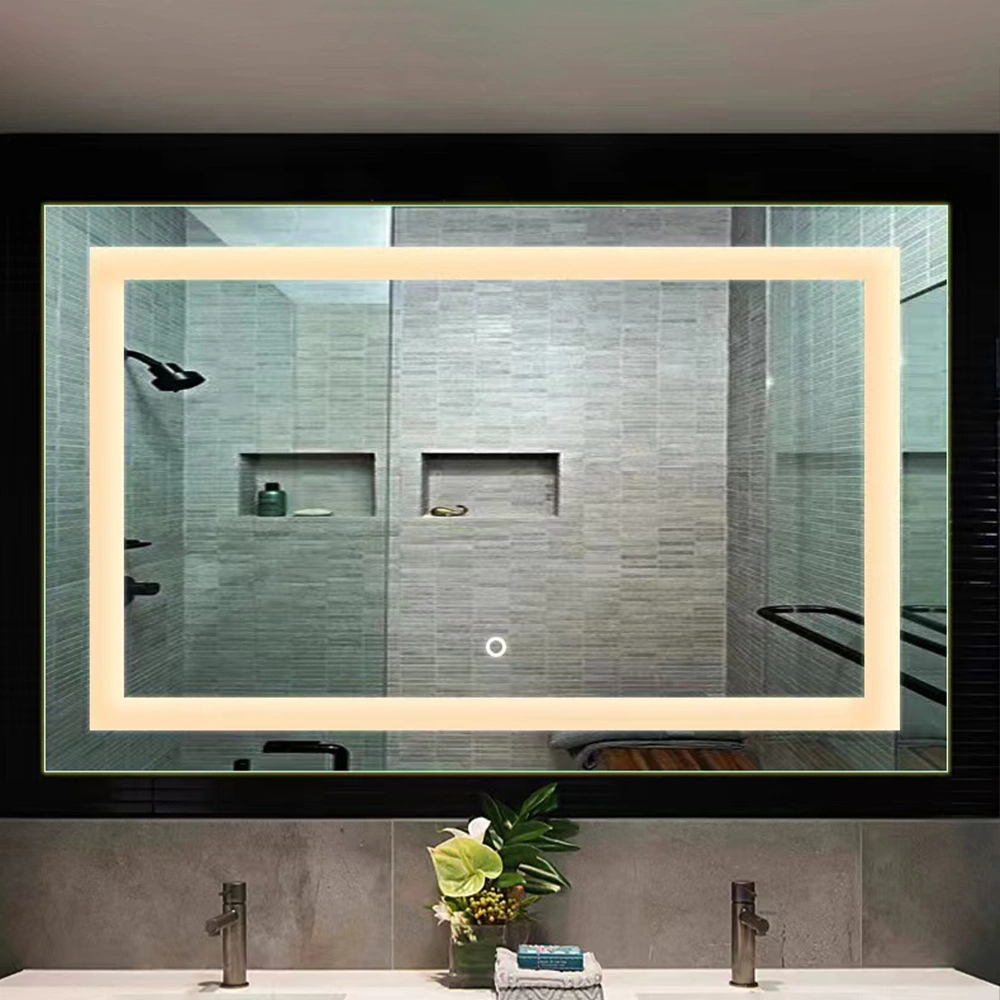 Pared de fábrica Decoración para el hogar Decoración Salón Muebles Maquillaje Cosmético Inteligente Iluminado Iluminado Retroiluminado Vanidad LED Espejo de baño con luces Desempañador