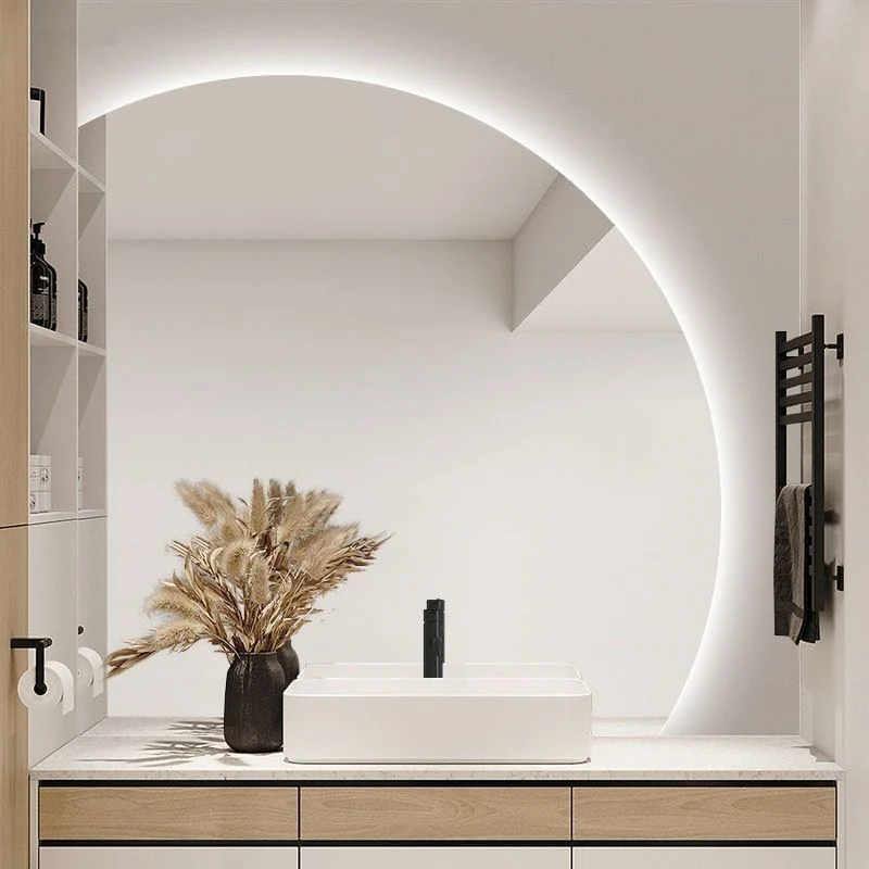 Luces LED de forma irregular Espejo de baño inteligente Inodoro Montado en la pared Espejo luminoso Mesa de maquillaje Espejo de tocador