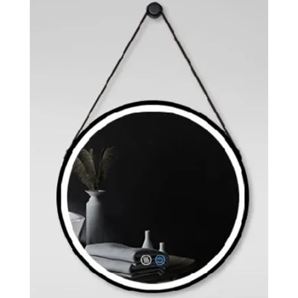 Venta al por mayor Espejo redondo grande montado en la pared Espejo decorativo con marco de maquillaje con marco negro para espejo de dormitorio