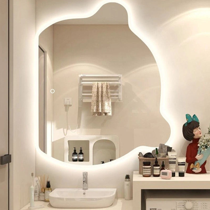 Espejo de tocador con pantalla táctil de oso, dormitorio de baño, maquillaje heterotípico Irregular creativo, espejo de tocador