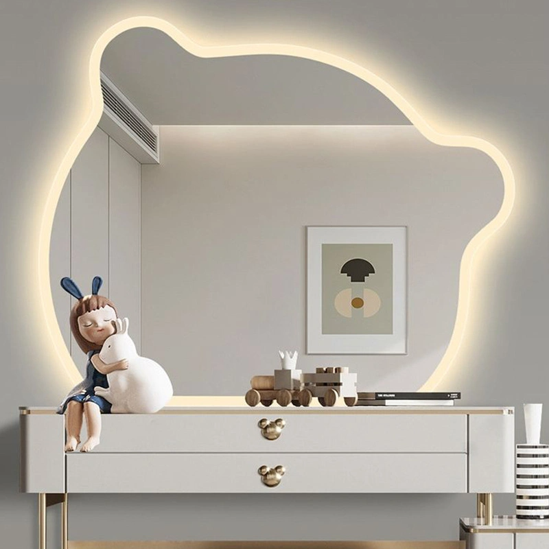 Espejo de tocador con pantalla táctil de oso, dormitorio de baño, maquillaje heterotípico Irregular creativo, espejo de tocador