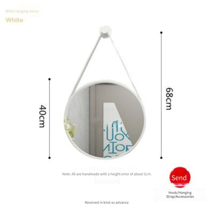 Espejos de pared con cinturón de PU de estilo moderno a la moda, espejo colgante para decoración del hogar, espejo redondo para decoración de pared
