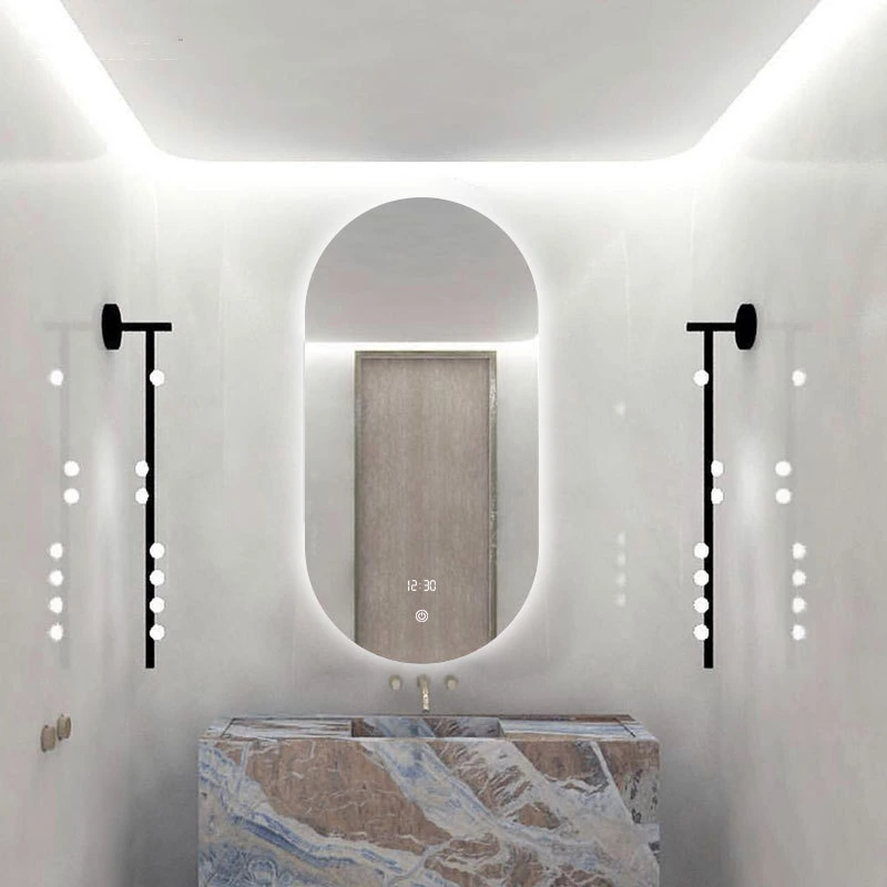 Espejo de baño inteligente Espejo de baño LED montado en la pared con luz Espejo de baño antivaho