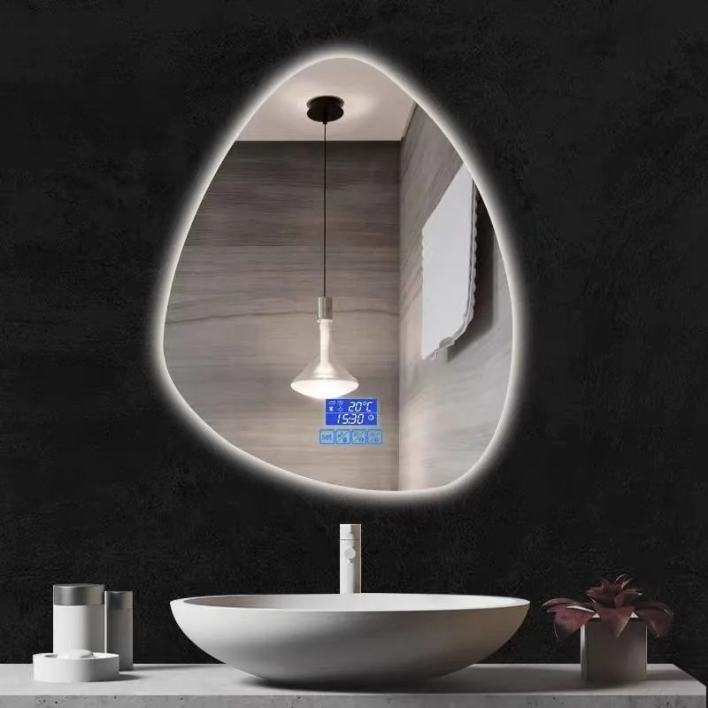 Espejo de baño con iluminación personalizada irregular Baño montado en la pared Espejo LED inteligente de tocador de interés especial