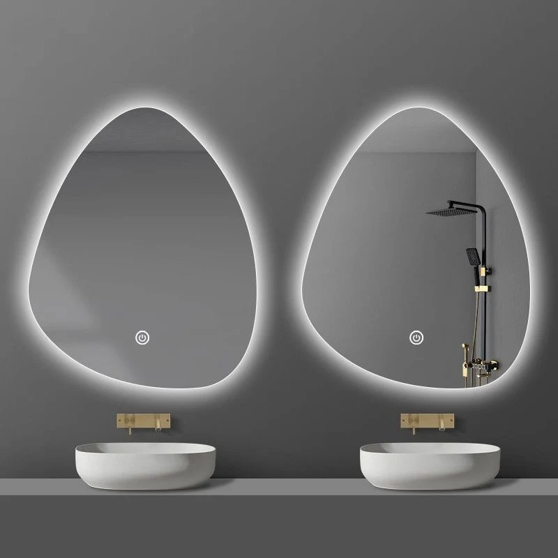Espejo de baño con iluminación personalizada irregular Baño montado en la pared Espejo LED inteligente de tocador de interés especial