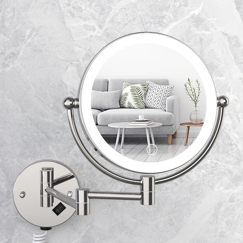 Espejo de tocador de maquillaje con luz LED con montaje en pared y aumento Espejo de baño con luz LED con luz LED