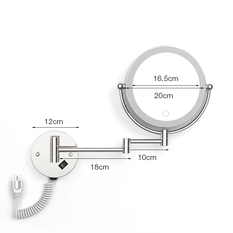 Espejo de tocador de maquillaje con luz LED con montaje en pared y aumento Espejo de baño con luz LED con luz LED