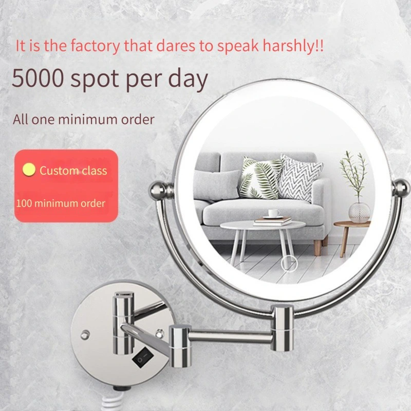 Espejo de tocador de maquillaje con luz LED con montaje en pared y aumento Espejo de baño con luz LED con luz LED