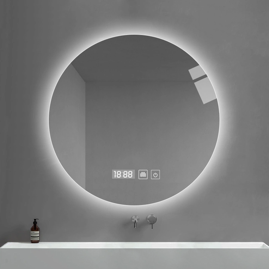 Hogar moderno sin marco redondo retroiluminado LED iluminado baño espejo decorativo baño pared espejo