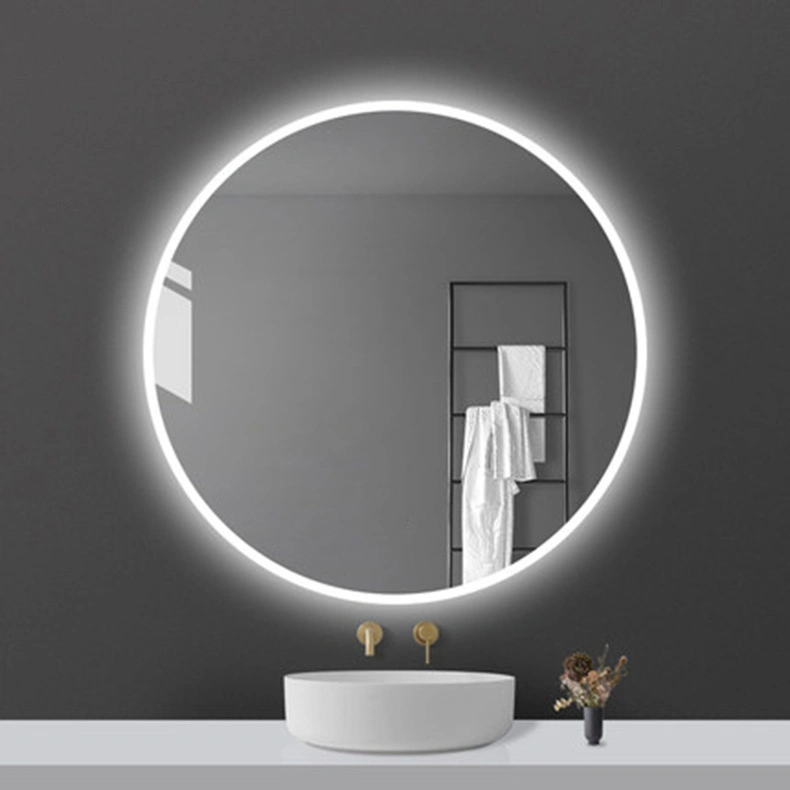Hogar moderno sin marco redondo retroiluminado LED iluminado baño espejo decorativo baño pared espejo