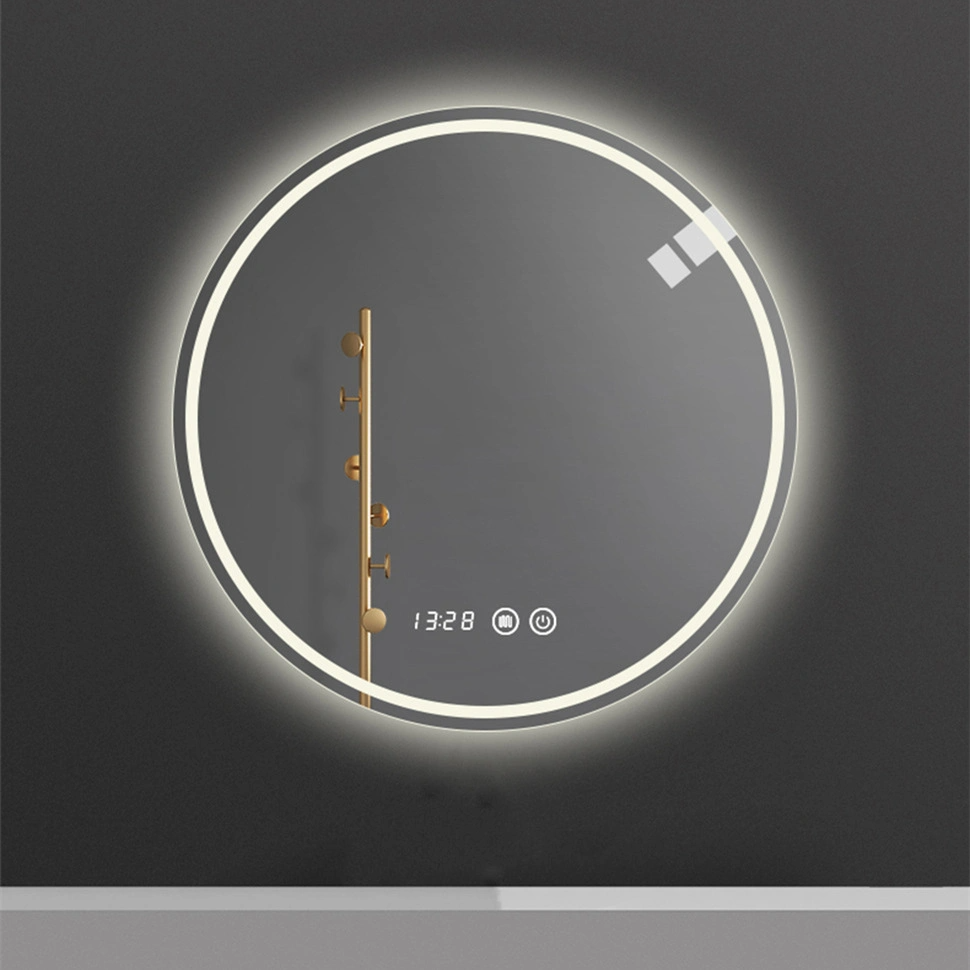 Hogar moderno sin marco redondo retroiluminado LED iluminado baño espejo decorativo baño pared espejo