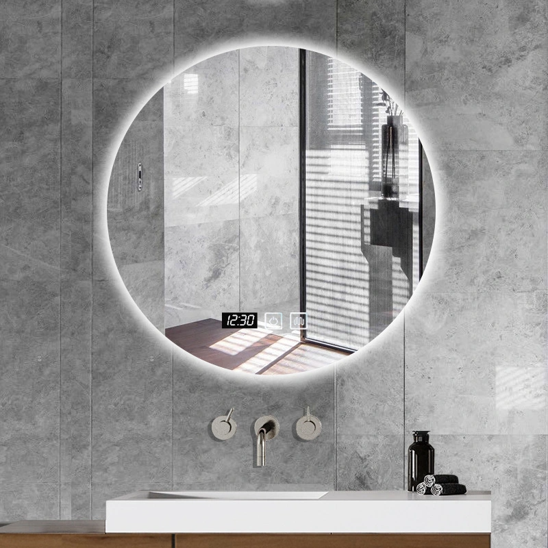 Hogar moderno sin marco redondo retroiluminado LED iluminado baño espejo decorativo baño pared espejo