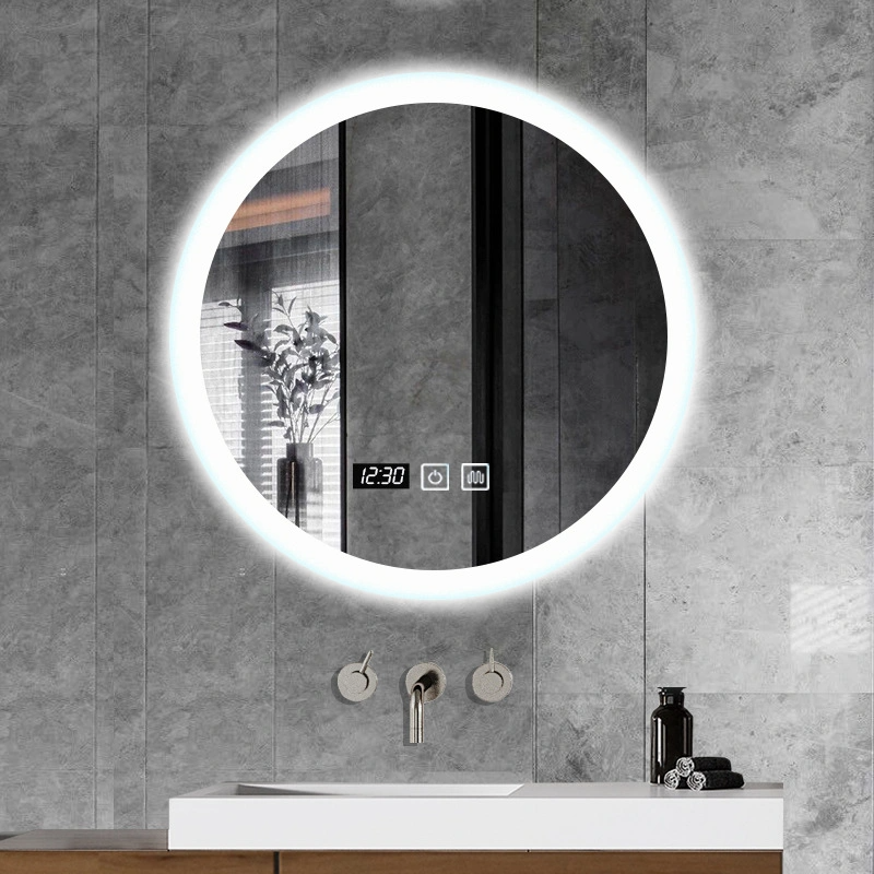 Hogar moderno sin marco redondo retroiluminado LED iluminado baño espejo decorativo baño pared espejo