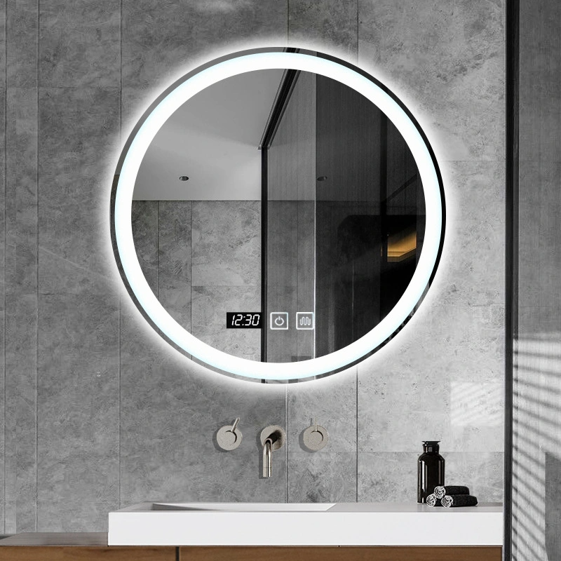 Hogar moderno sin marco redondo retroiluminado LED iluminado baño espejo decorativo baño pared espejo